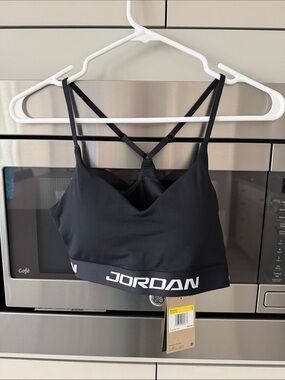 Jordan Black Logo Strappy Sports Bralette
